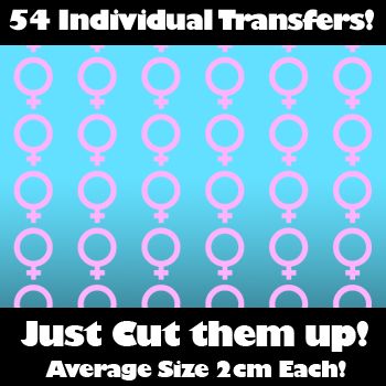 Picture of Multi Pack of 54 Iron on Female Sex Symbol Transfers